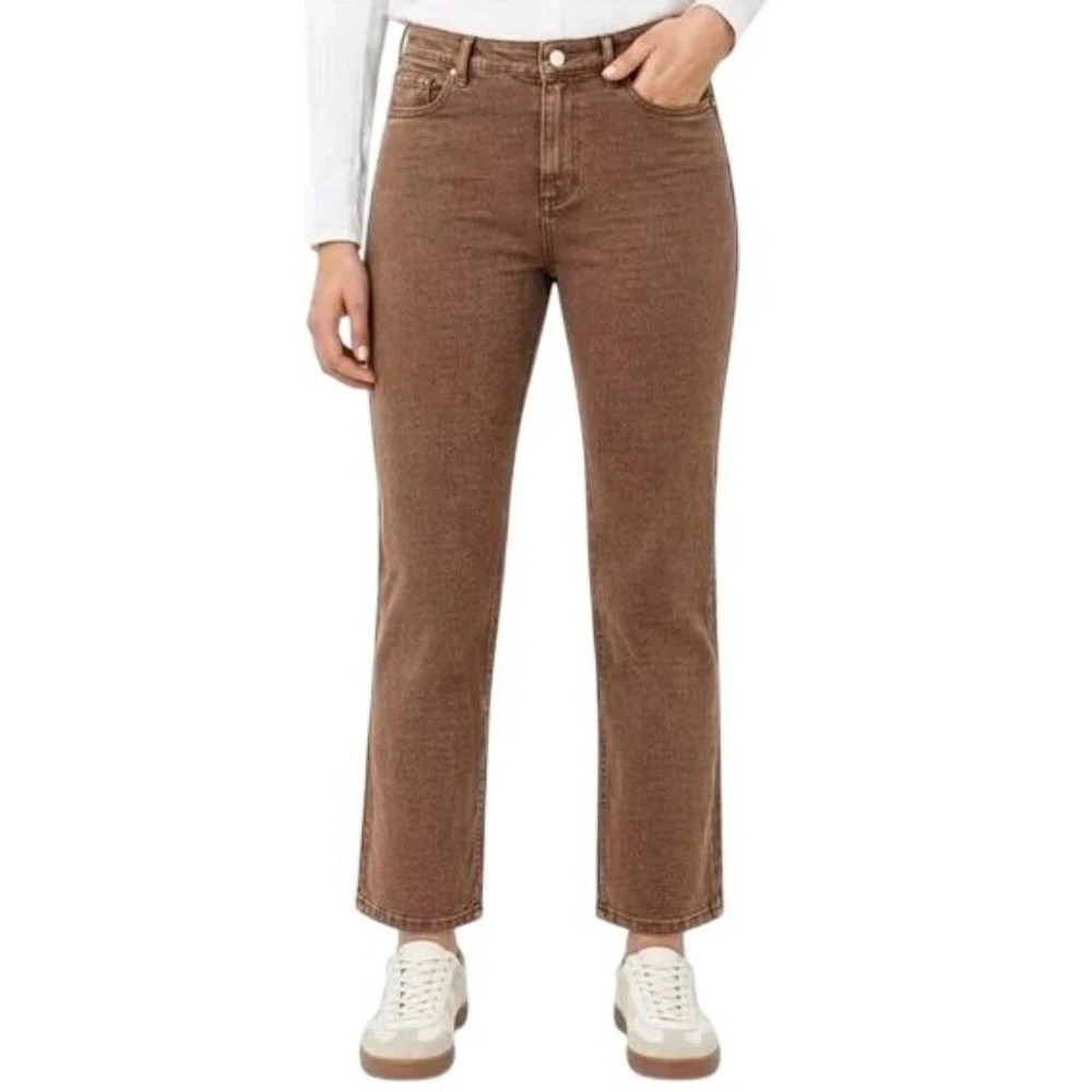 Well Worn Womens High Rise Classic Straight Pants Nutshell Brown Size 16 36W NEW